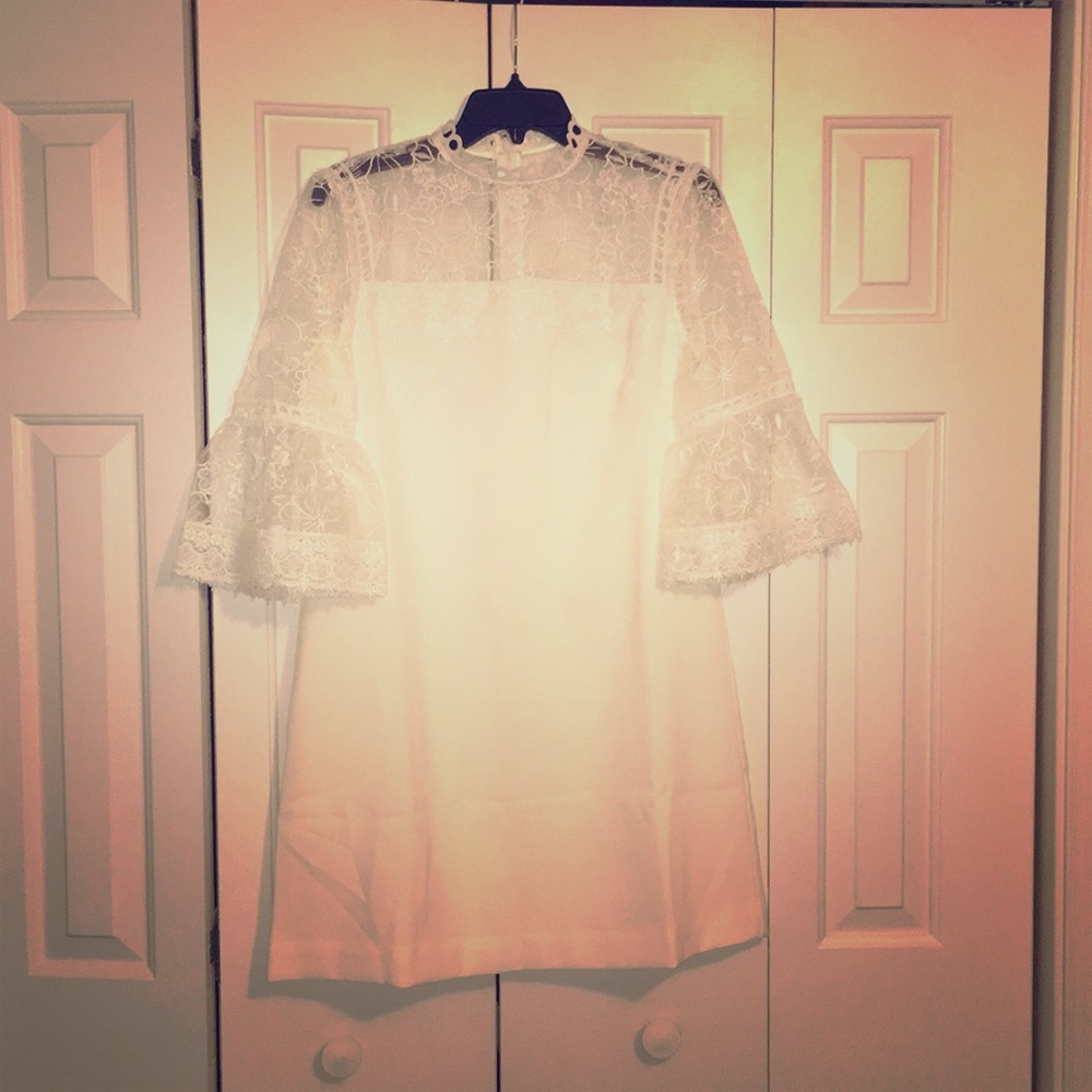 70’s style short wht lace dress, Electric Garden